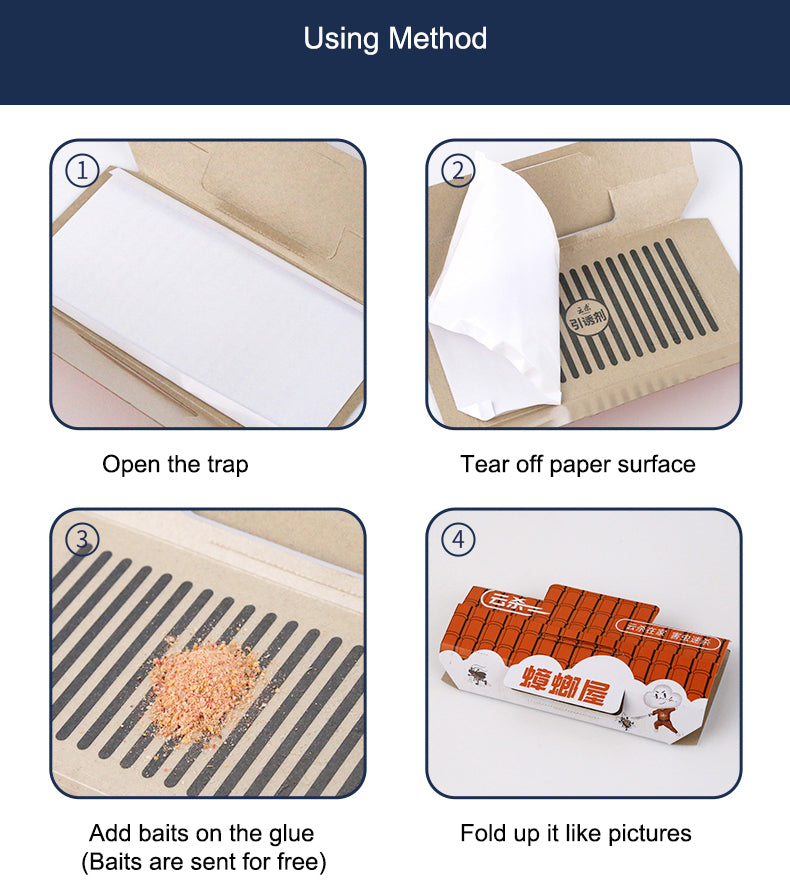 Pesthor Cockroach Glue Trap House with instructions and bait placement for effective pest control