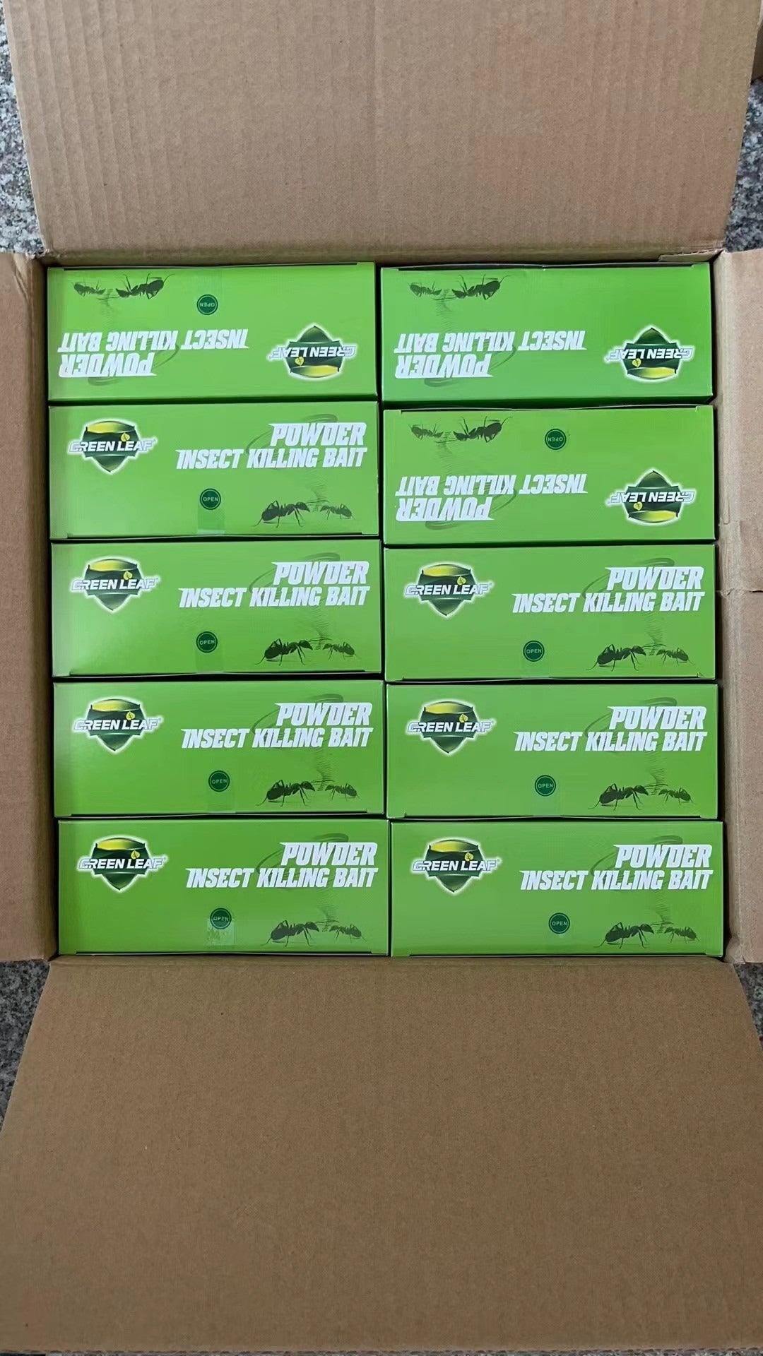 Green Leaf Cockroach & Ant Killer Powder Insect Killing Bait in a bulk box for effective pest control