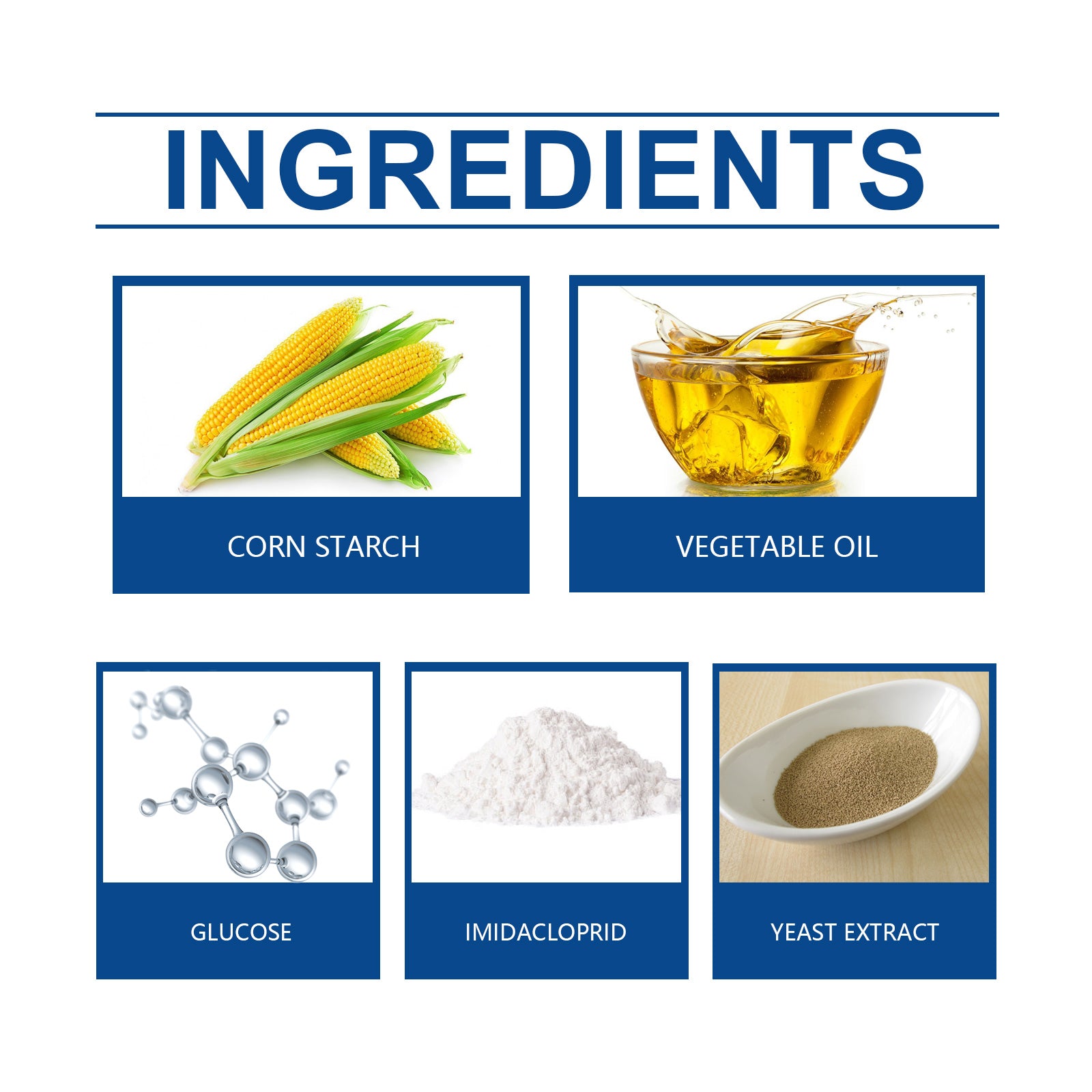 Eprolo Cockroach Bait Station Paste ingredients include corn starch, vegetable oil, glucose, and yeast extract