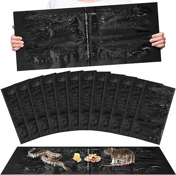 Pesthor Pest Glue Trap, black, 12 pack, designed for catching mice and insects effectively