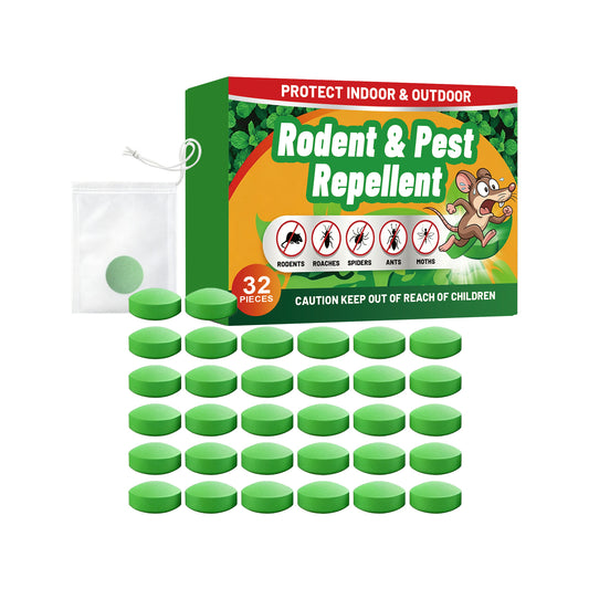 Pesthor Rodent and Pest Repeller in Green, 32 pieces, effective against rodents, spiders, and ants
